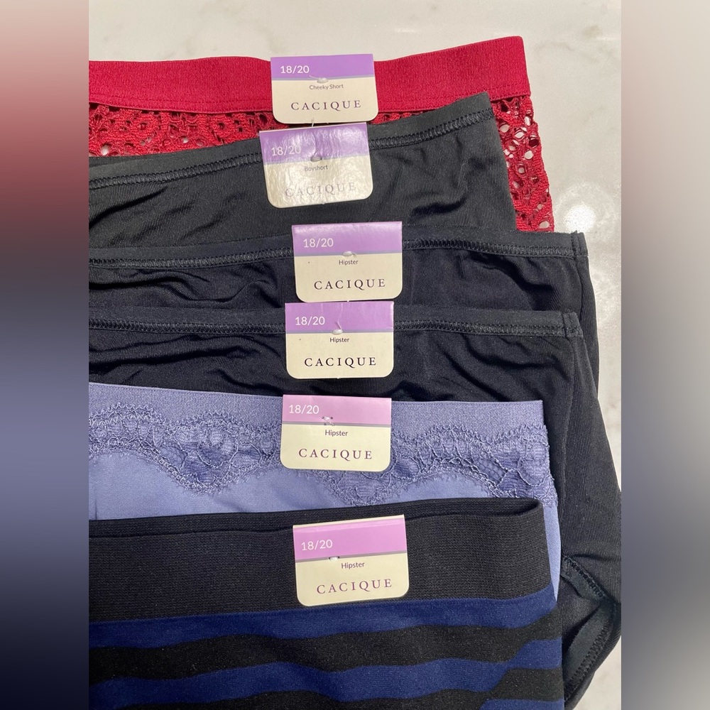 NWT Cacique 18/20 Bundle of 6 panties hipster boy shorts cheeky shorts